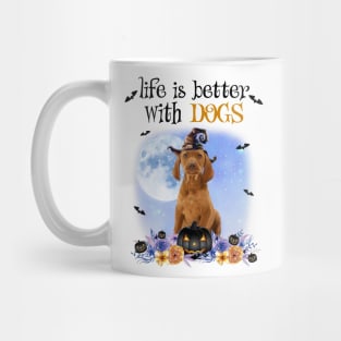 Vizsla Witch Hat Life Is Better With Dogs Halloween Mug